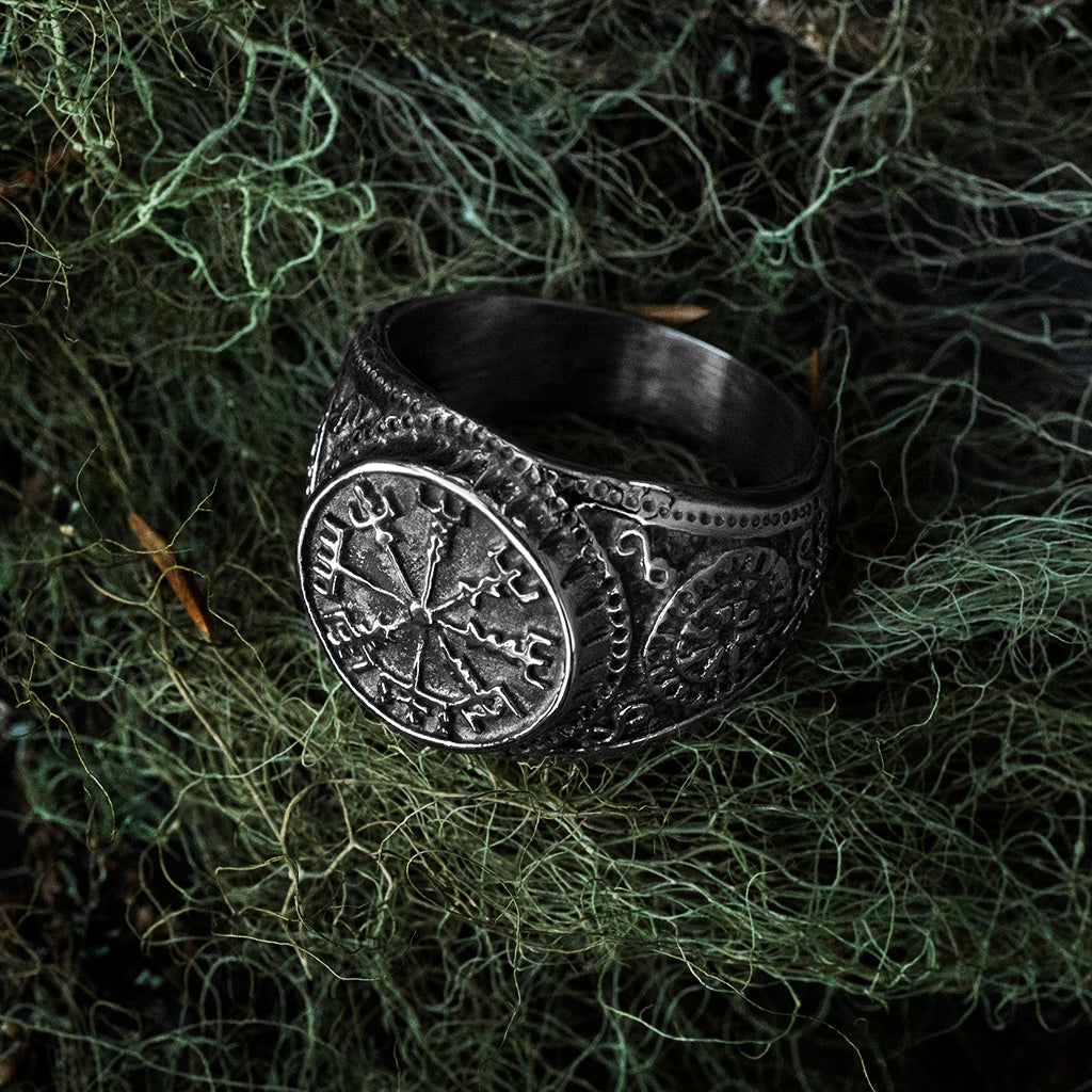 Rings - Vegvisir Ring, Stainless Steel - Grimfrost.com