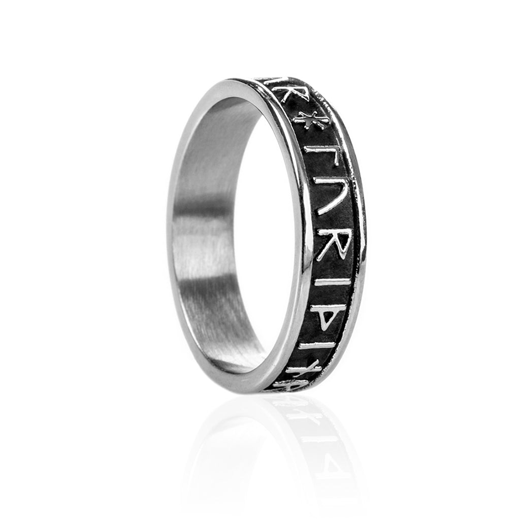 Rings - Thor Rune Band Ring, Stainless Steel - Grimfrost.com