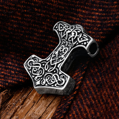 Thor's Hammers - Knotwork Thor's Hammer, Silver - Grimfrost.com