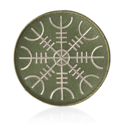 Patches - Aegishjalmur Patch, Embroidered, Army Green - Grimfrost.com