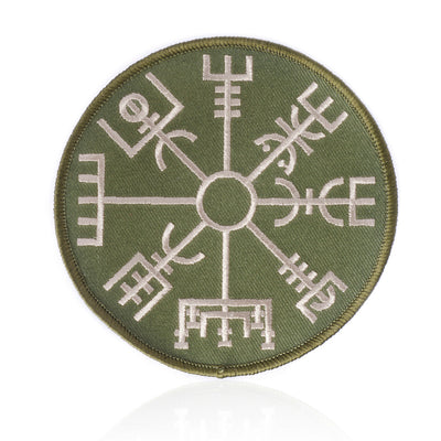Patches - Vegvisir Patch, Embroidered, Army Green - Grimfrost.com