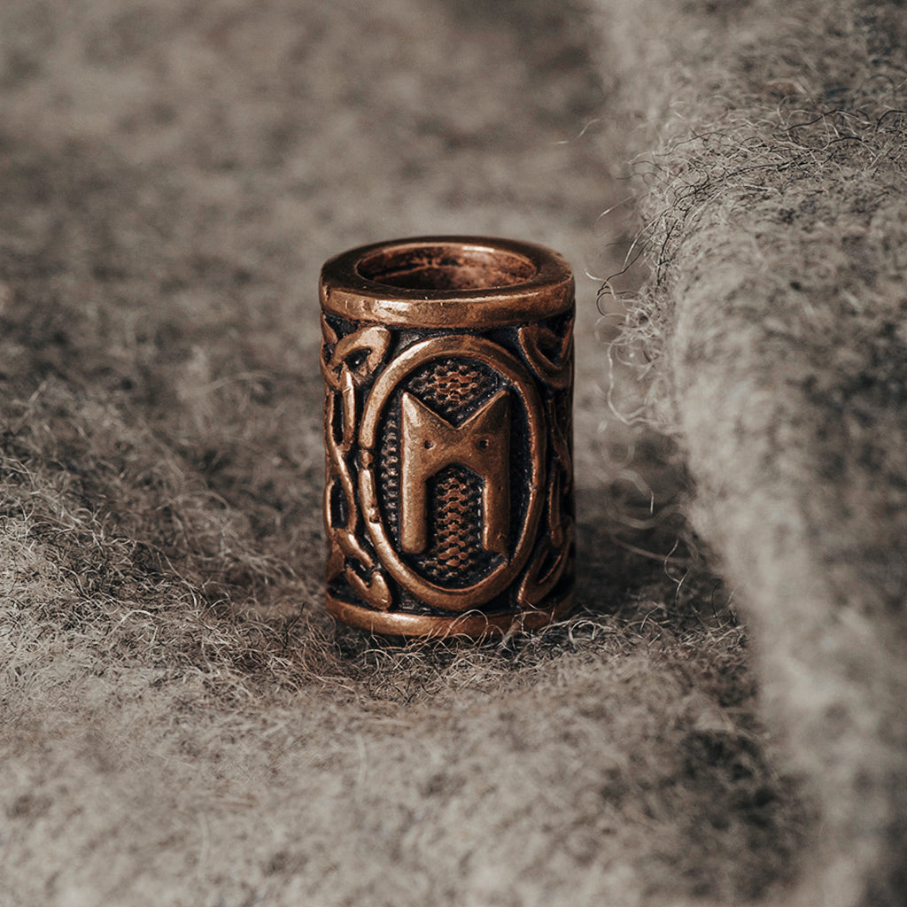 Beard Rings - Mannaz Beard Ring, Bronze - Grimfrost.com