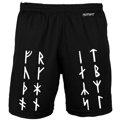 Shorts - Gym Shorts, Futhark, Black - Grimfrost.com