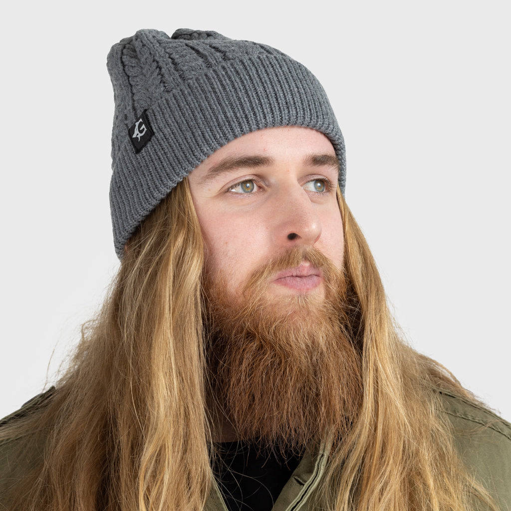 Grimfrost Cable Knit Beanie, Grey