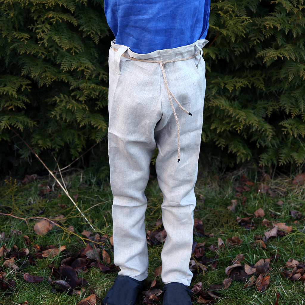 Kids Viking Wear - Kids Linen Trousers, Natural - Grimfrost.com
