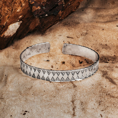 Arm Rings - Stamped Viking Bracelet, Silver - Grimfrost.com