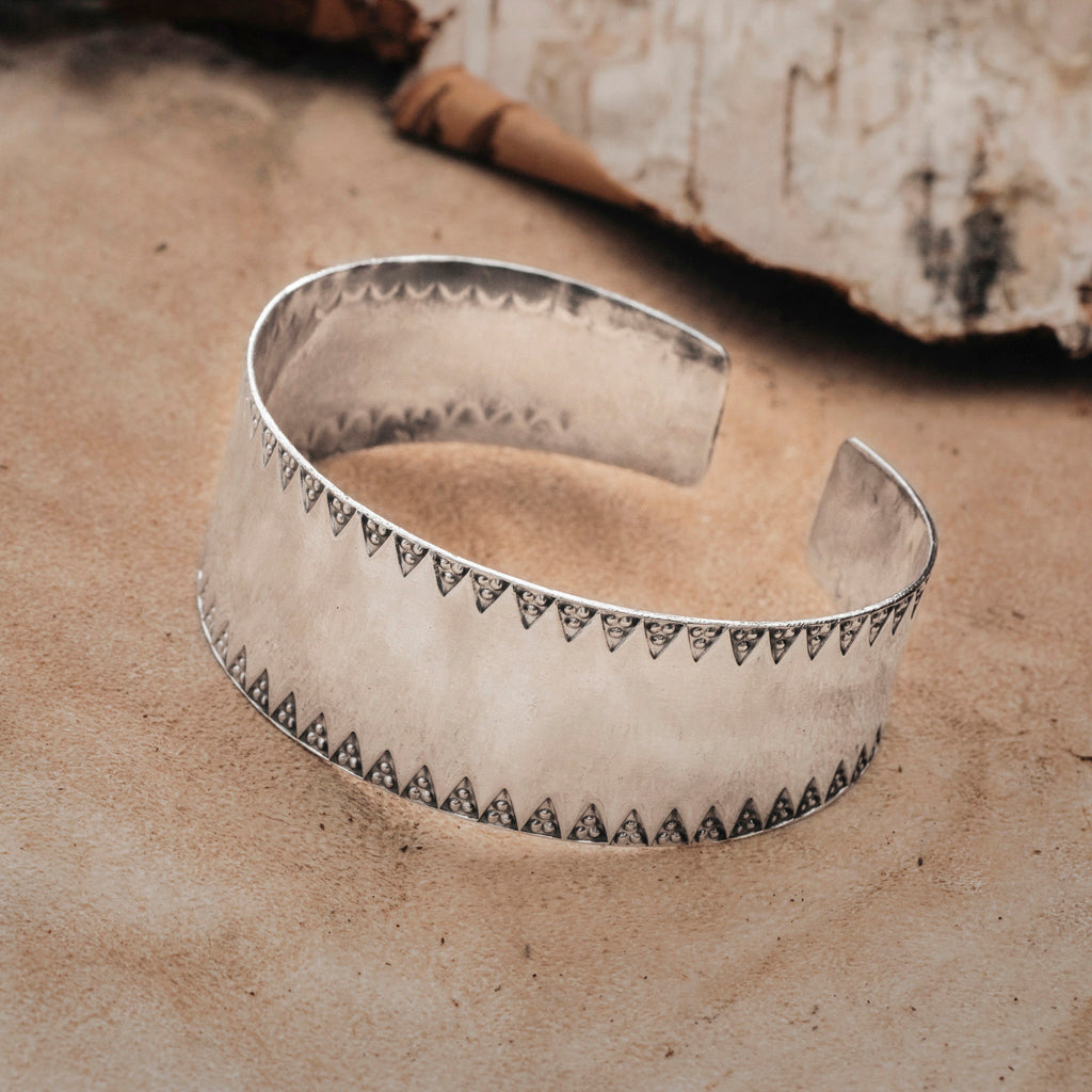 Arm Rings - Stamped Viking Bangle, Silver - Grimfrost.com