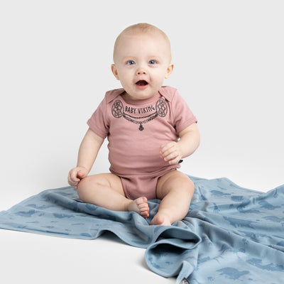 Baby Blanket, Runes, Blue – Grimfrost