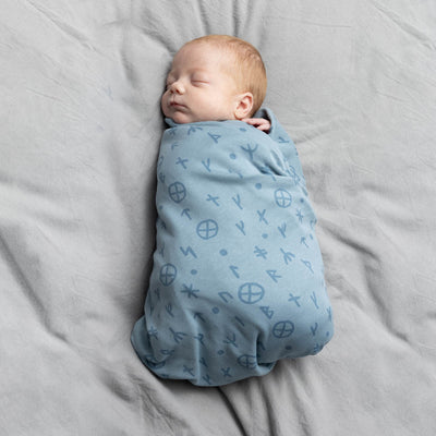Baby Blanket, Runes, Blue