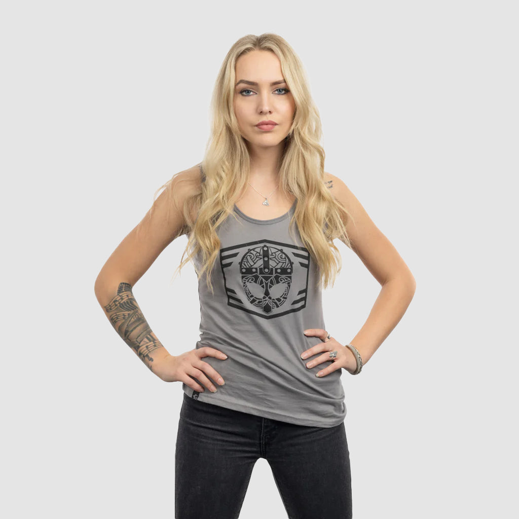 Women's Premium Tank, Clan Helmet, Grey – Grimfrost