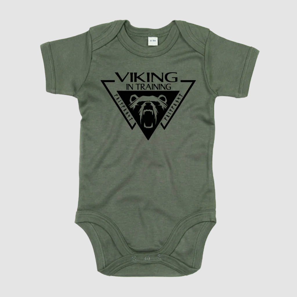 Organic Baby Bodysuit, Viking, Camo Green